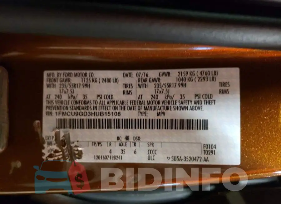1FMCU9GD3HUB15108 Photo# 12