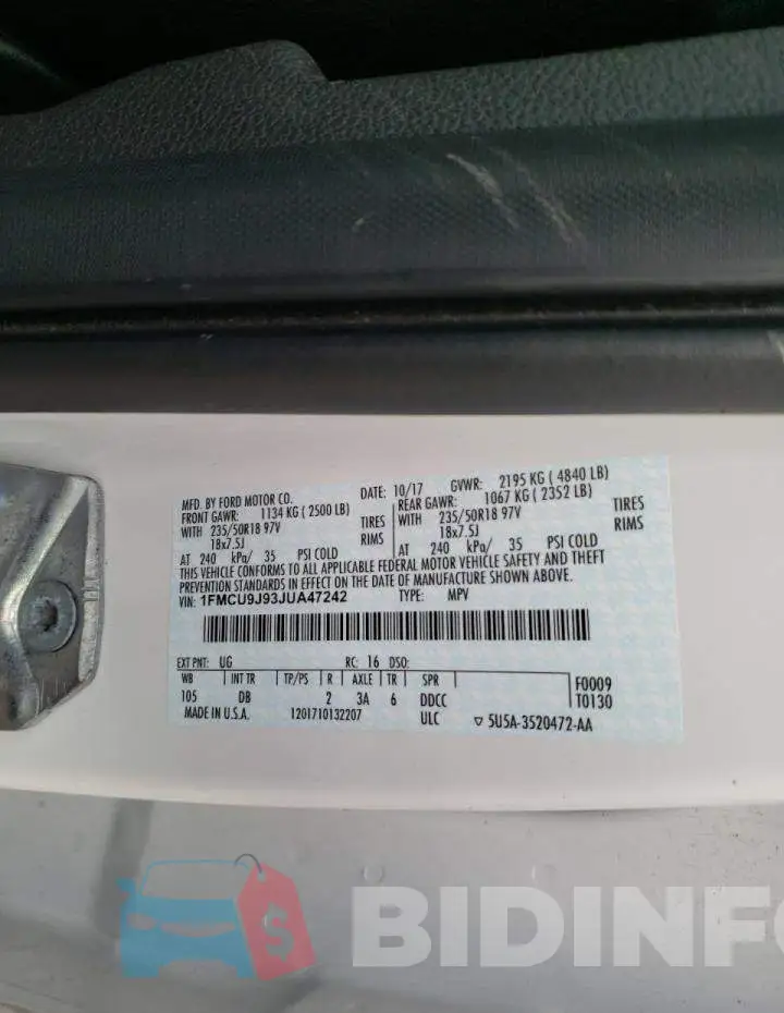 1FMCU9J93JUA47242 Photo# 12