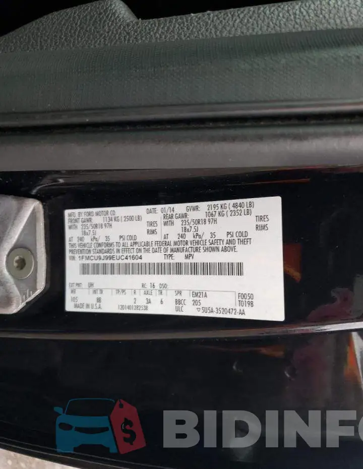1FMCU9J99EUC41604 Photo# 13