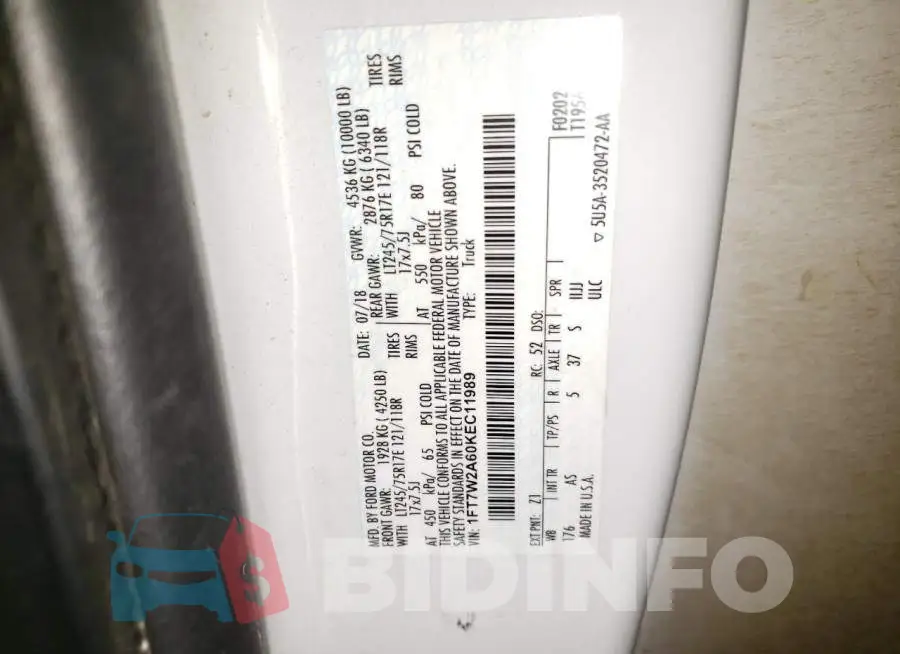 1FT7W2A60KEC11989 Photo# 12
