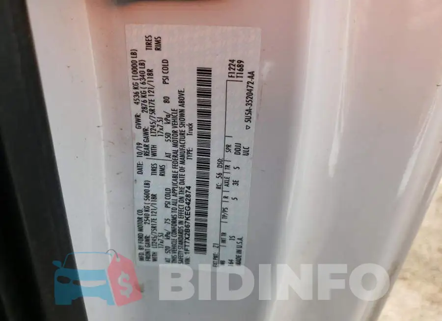 1FT7X2B67KEG42874 Photo# 12