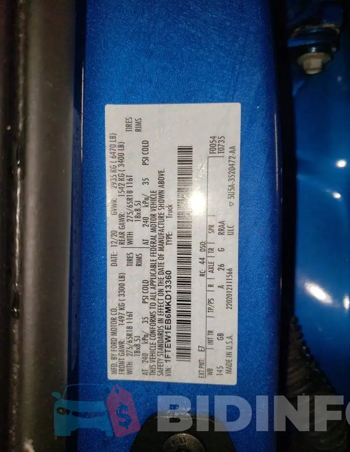 1FTEW1EB6MKD13360 Photo# 12