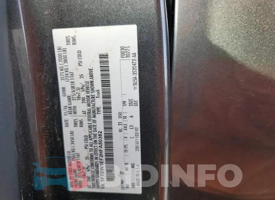 1FTEW1EF2HFA50382 Photo# 12