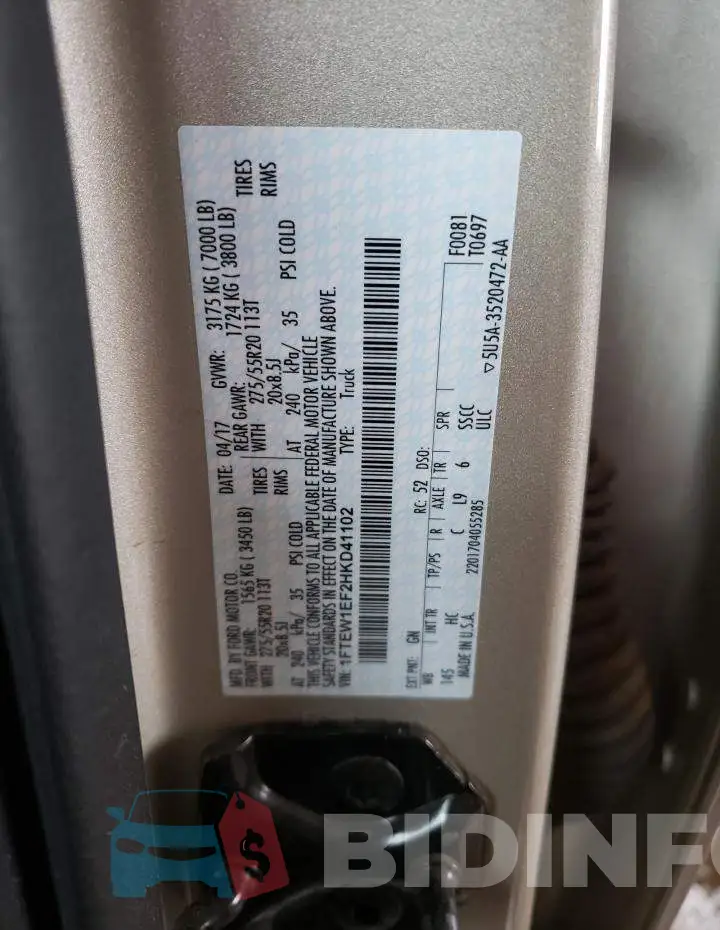 1FTEW1EF2HKD41102 Photo# 12