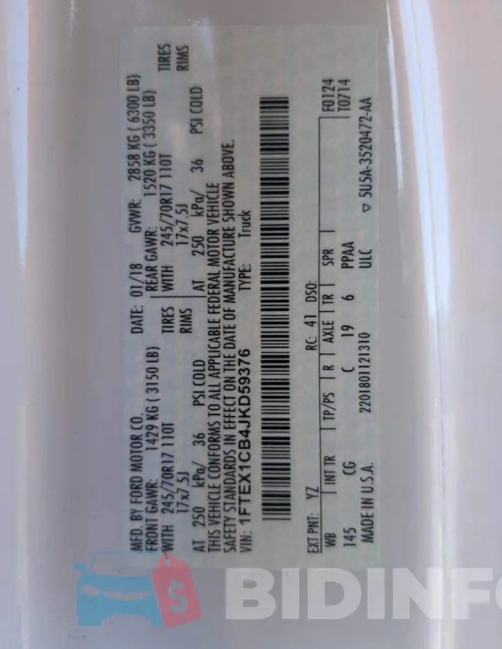 1FTEX1CB4JKD59376 Photo# 12