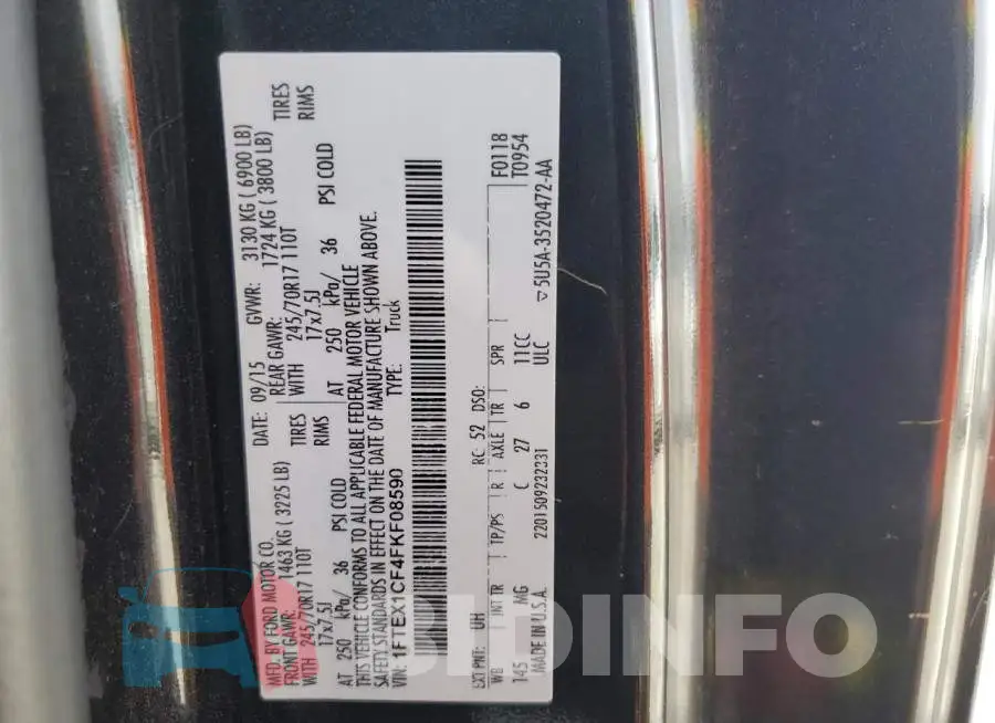 1FTEX1CF4FKF08590 Photo# 12