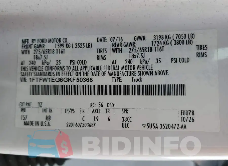 1FTFW1EG6GKF50368 Photo# 10