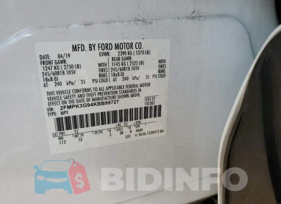 2FMPK3G94KBB99727 Photo# 13