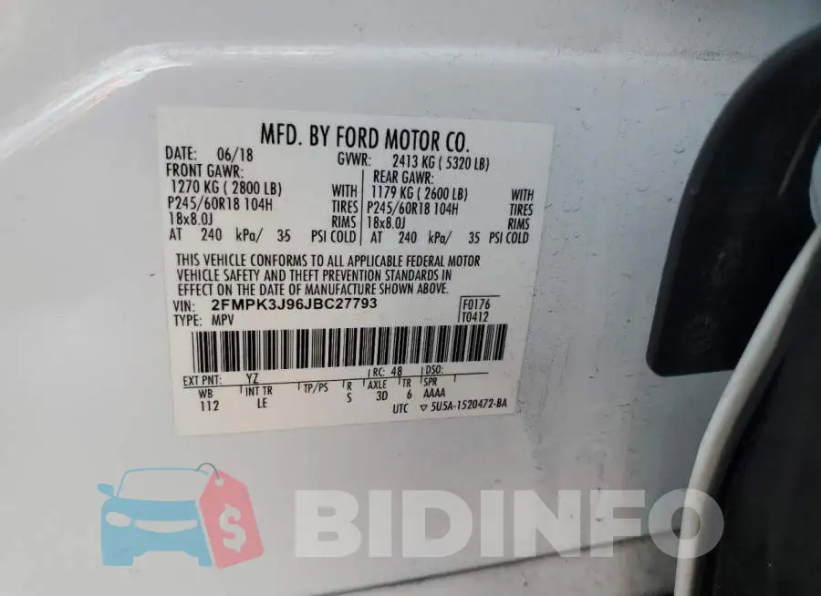 2FMPK3J96JBC27793 Photo# 13