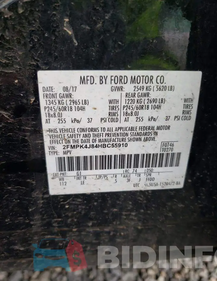 2FMPK4J84HBC55910 Photo# 12