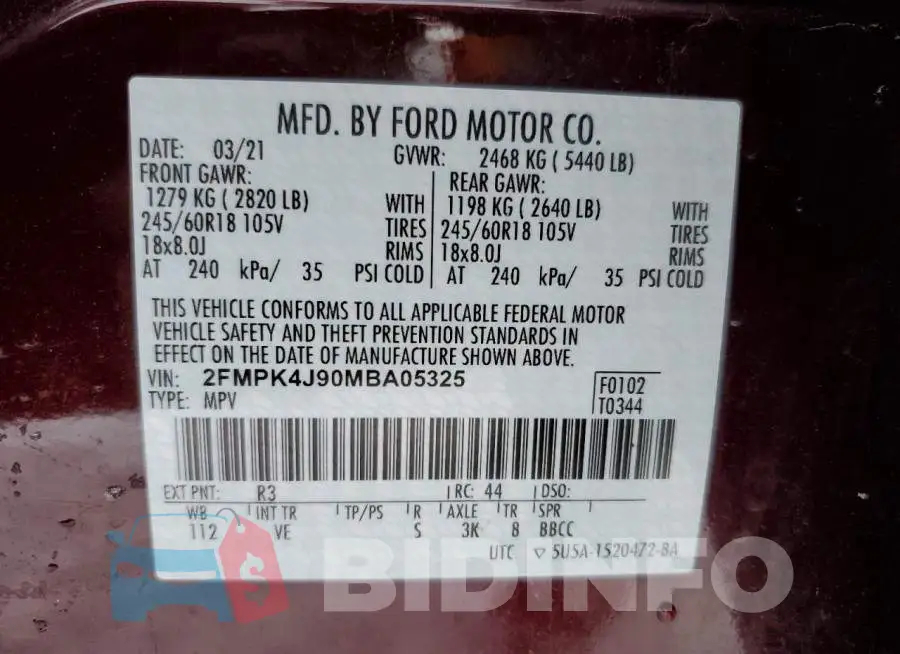 2FMPK4J90MBA05325 Photo# 14