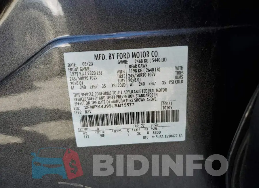 2FMPK4J99LBB15577 Photo# 10