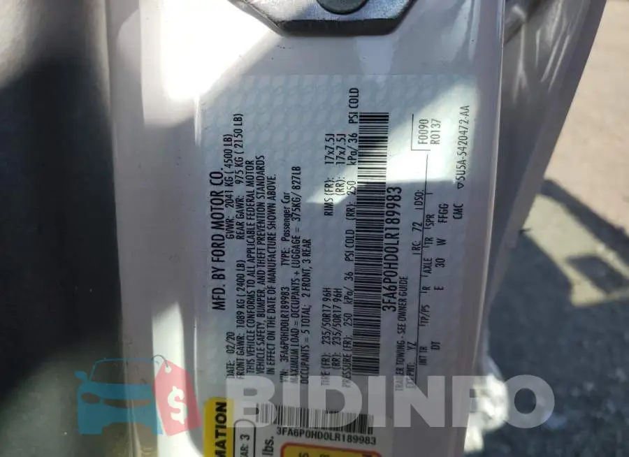 3FA6P0HD0LR189983 Photo# 12
