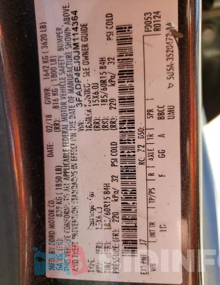 3FADP4EJ0JM114364 Photo# 12