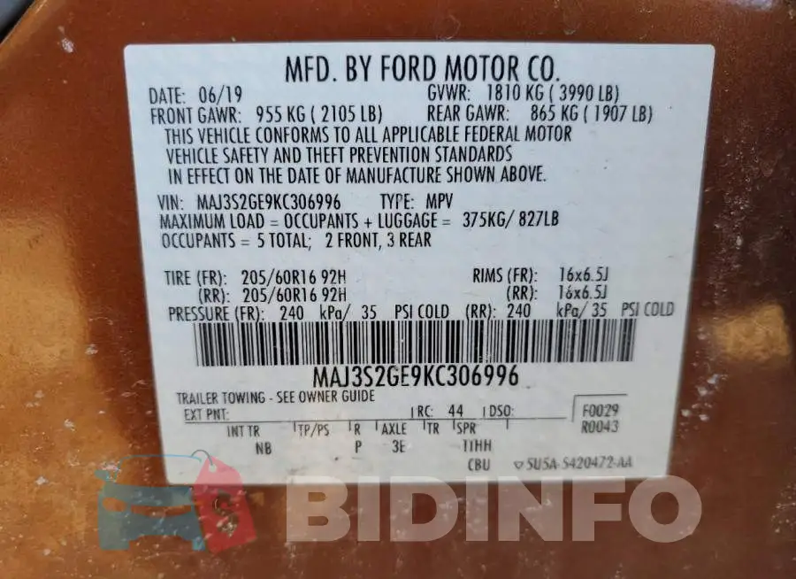 MAJ3S2GE9KC306996 Photo# 13