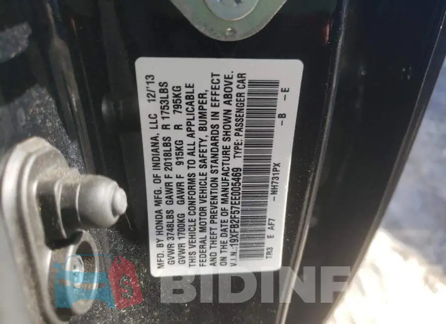 19XFB2F57EE005469 Photo# 12