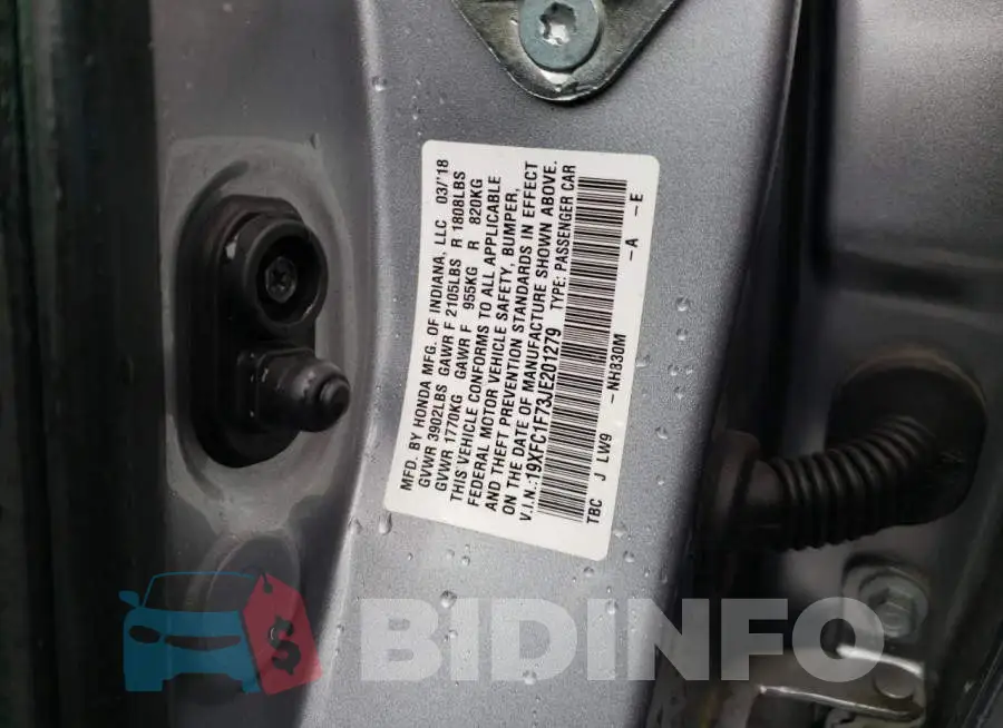 19XFC1F73JE201279 Photo# 12