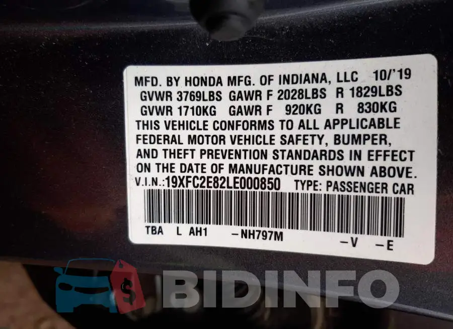 19XFC2E82LE000850 Photo# 12
