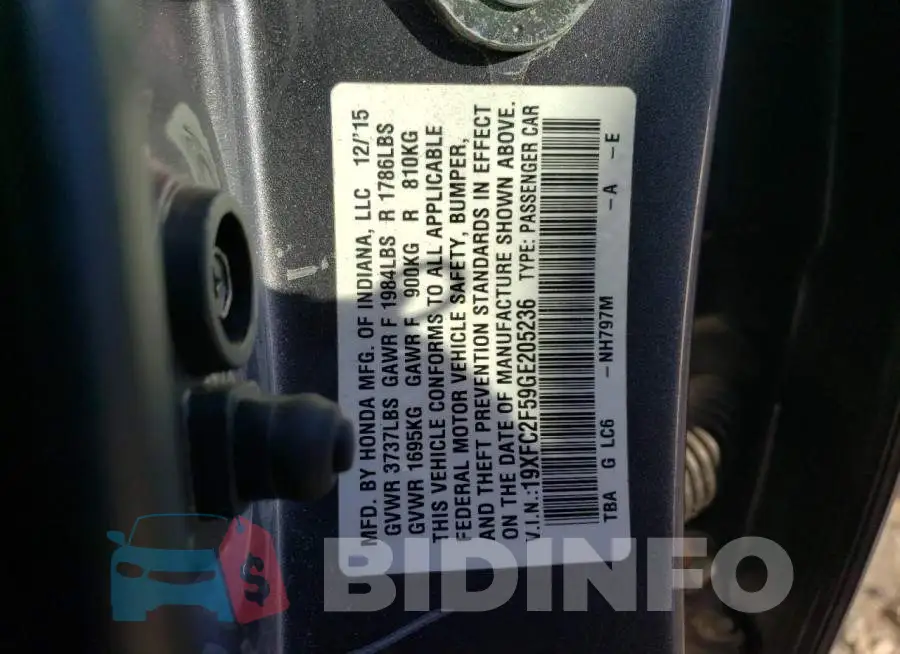 19XFC2F59GE205236 Photo# 12