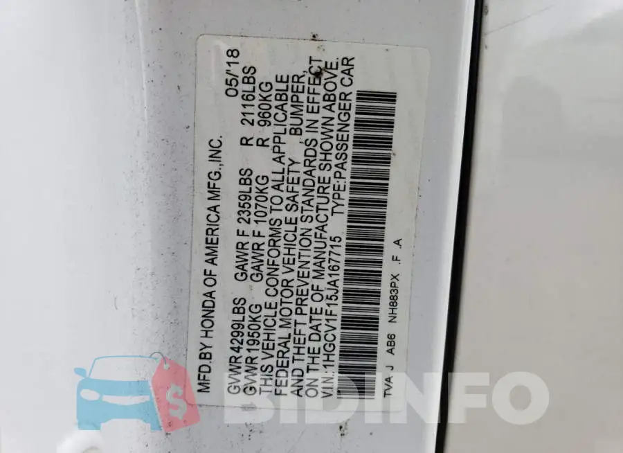 1HGCV1F15JA167715 Photo# 12