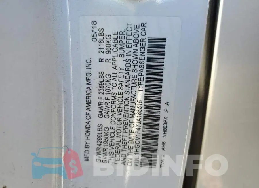 1HGCV1F47JA185515 Photo# 12