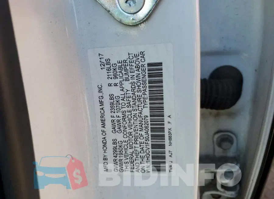 1HGCV1F50JA062079 Photo# 10