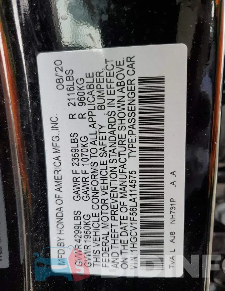 1HGCV1F56LA114575 Photo# 12