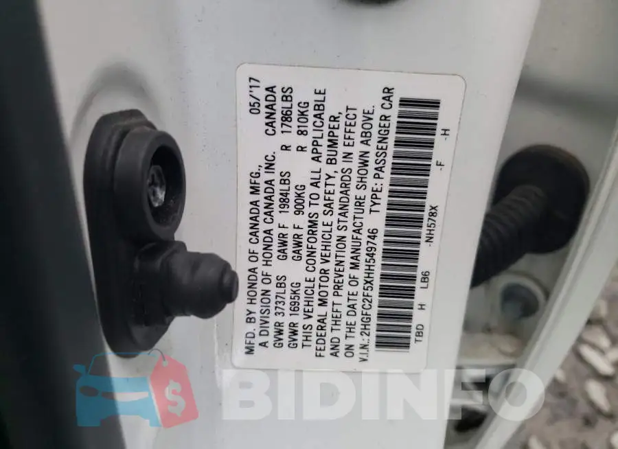 2HGFC2F5XHH549746 Photo# 12
