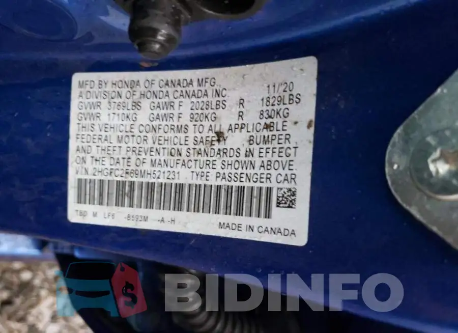 2HGFC2F69MH521231 Photo# 12