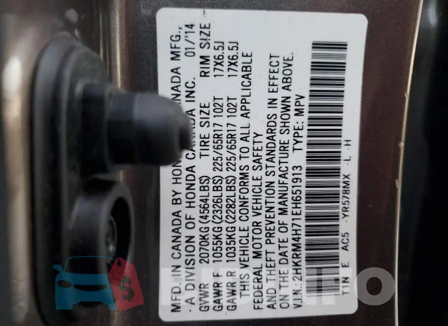 2HKRM4H71EH651913 Photo# 12