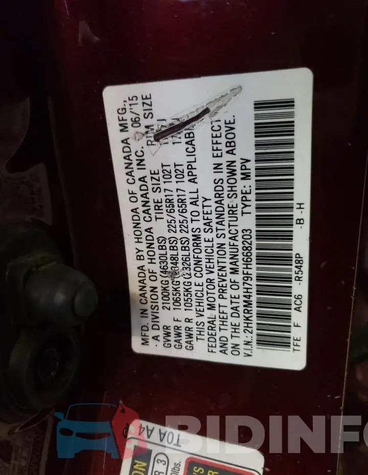 2HKRM4H79FH668203 Photo# 13