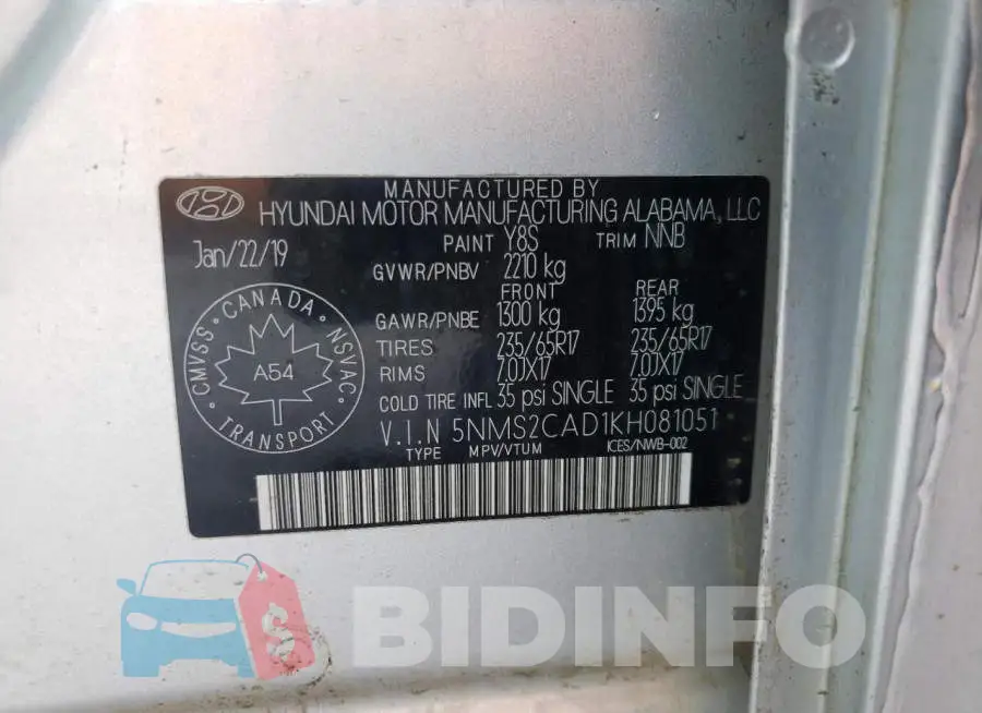 5NMS2CAD1KH081051 Photo# 14