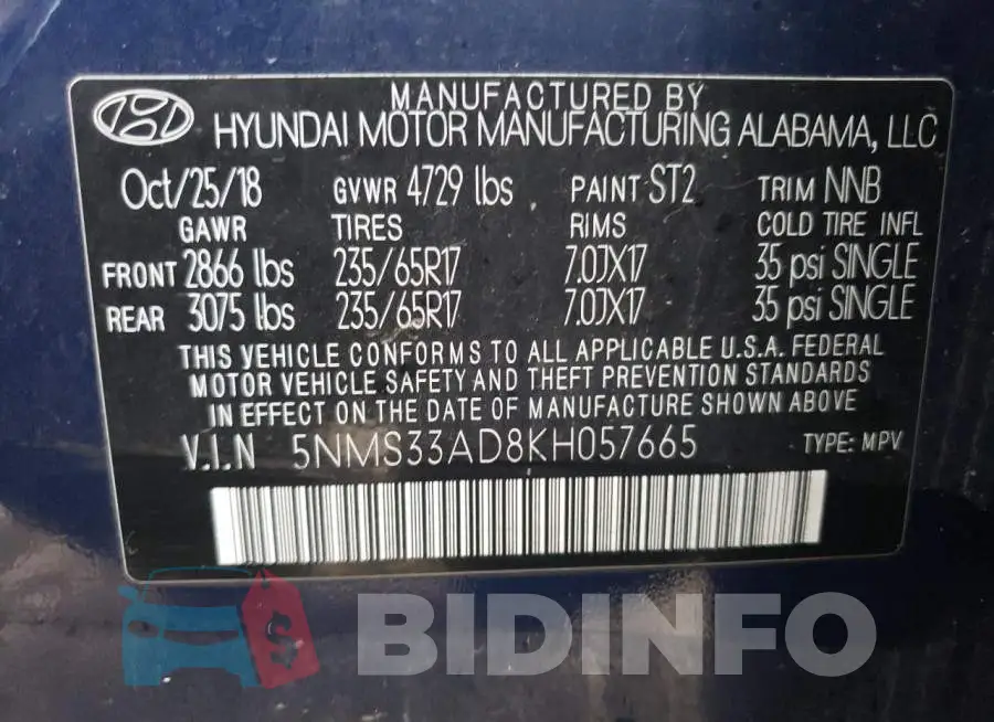 5NMS33AD8KH057665 Photo# 13