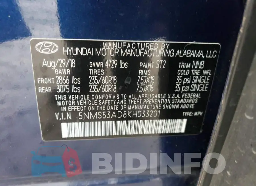 5NMS53AD8KH033201 Photo# 12