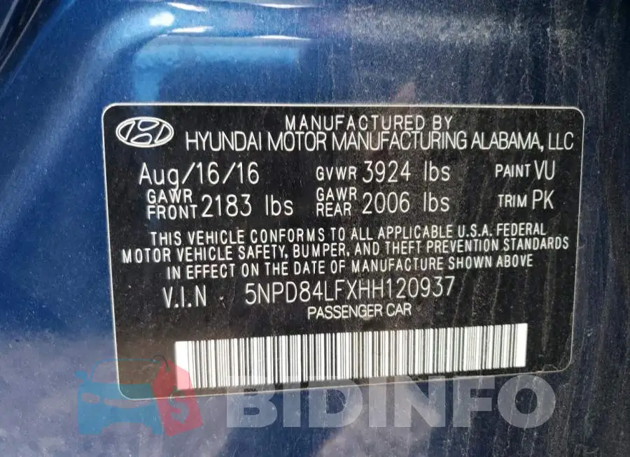 5NPD84LFXHH120937 Photo# 12