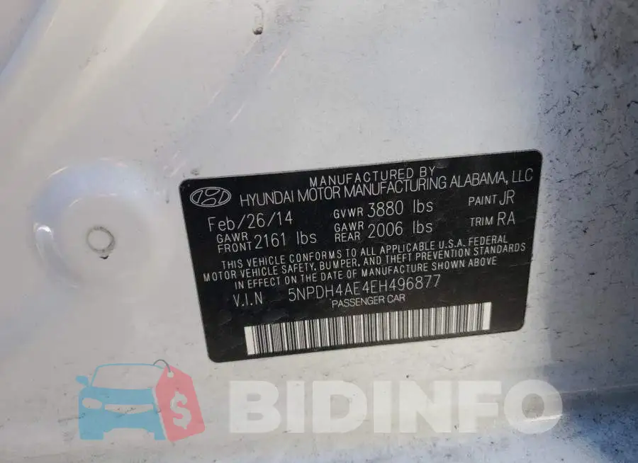5NPDH4AE4EH496877 Photo# 13
