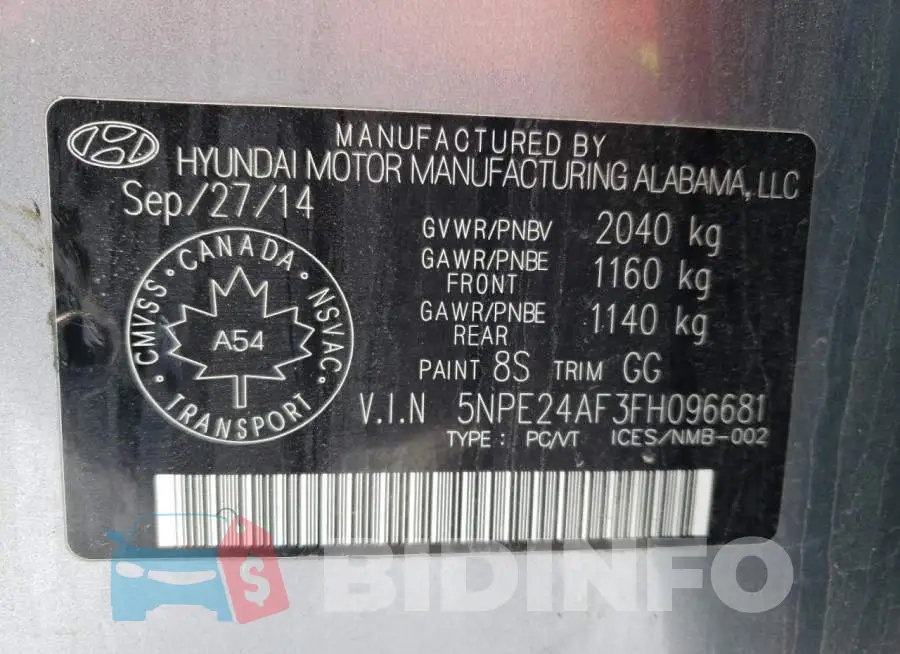 5NPE24AF3FH096681 Photo# 13