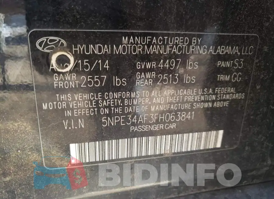 5NPE34AF3FH063841 Photo# 10