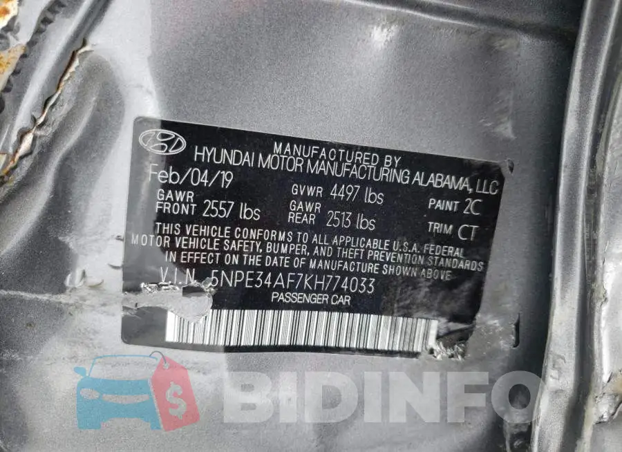 5NPE34AF7KH774033 Photo# 10