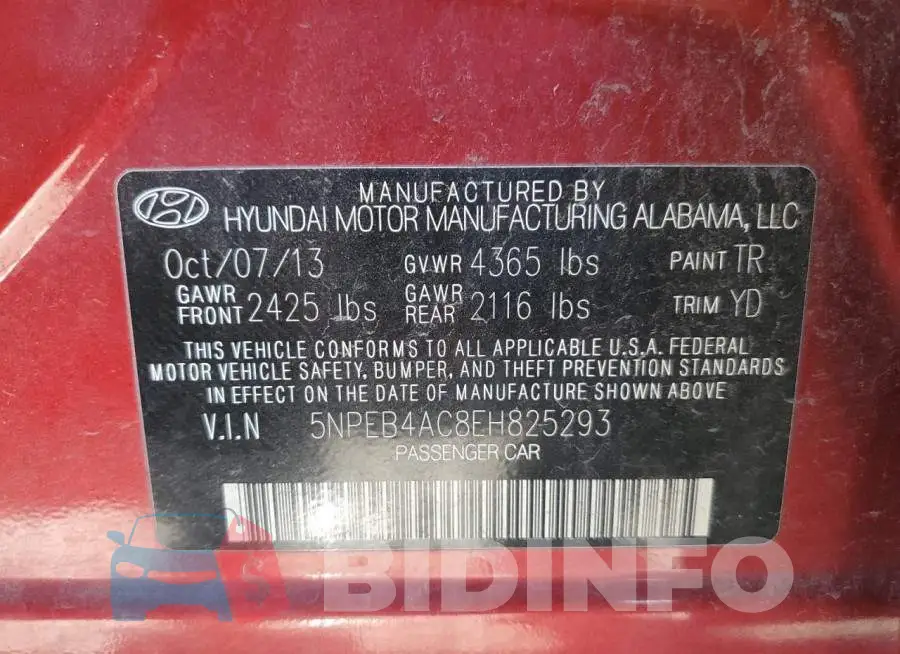 5NPEB4AC8EH825293 Photo# 13