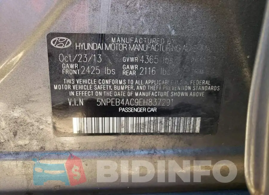 5NPEB4AC9EH837291 Photo# 12