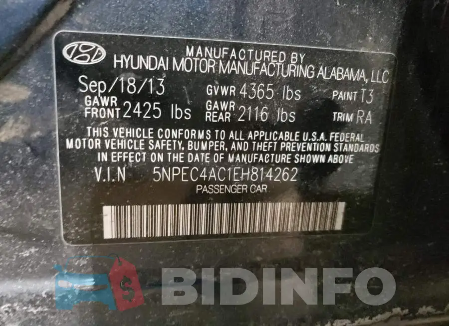 5NPEC4AC1EH814262 Photo# 12