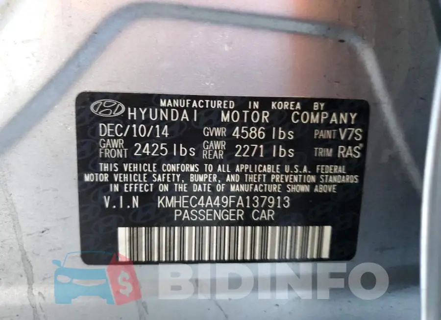 KMHEC4A49FA137913 Photo# 12