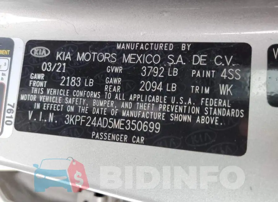 3KPF24AD5ME350699 Photo# 12