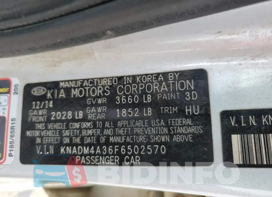 KNADM4A36F6502570 Photo# 12