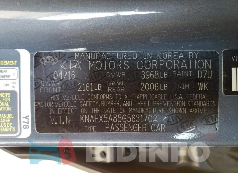 KNAFX5A85G5631702 Photo# 12