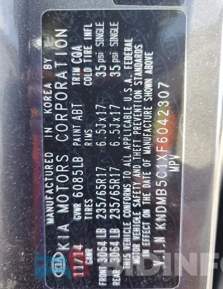 KNDMB5C1XF6042307 Photo# 12
