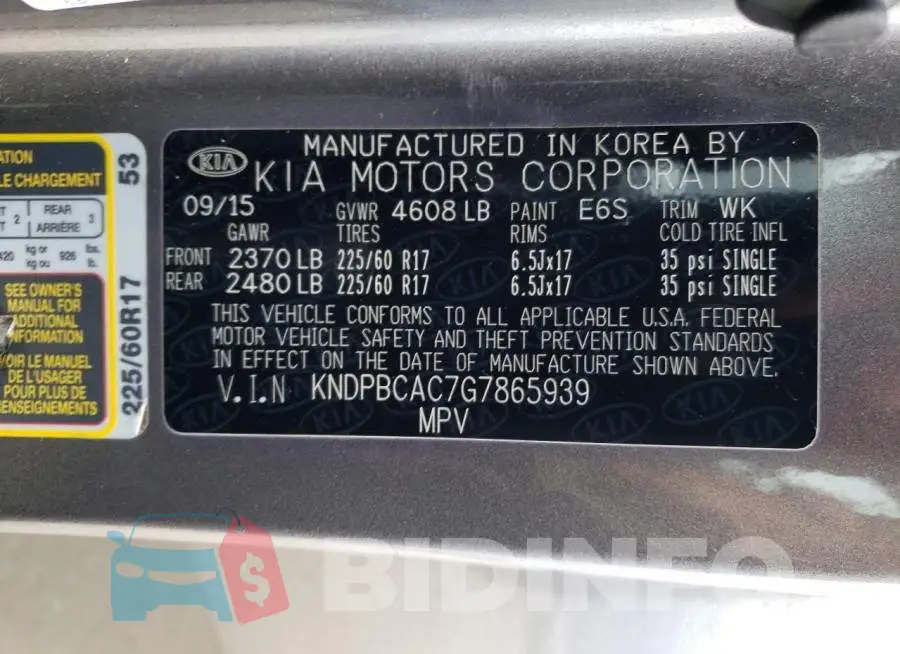 KNDPBCAC7G7865939 Photo# 12