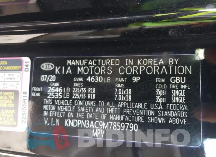 KNDPN3AC9M7859790 Photo# 10