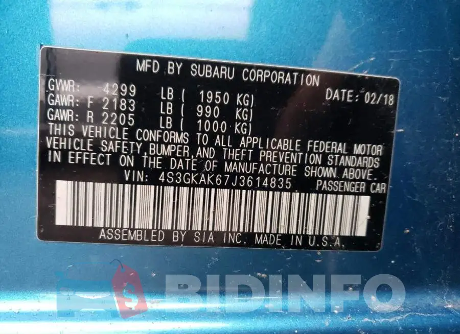 4S3GKAK67J3614835 Photo# 12